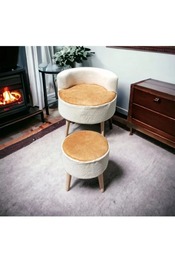 BEYLERBEYİ Çay Seti Tekli Koltuk Berjer Ve Puf Takımı (salon, Balkon, Ofis) 2 Li Takım - Resim 2