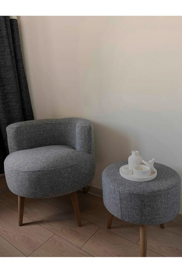 BEYLERBEYİ Çay Seti Tekli Koltuk Berjer Ve Puf Takımı (salon, Balkon, Ofis) 2 Li Takım