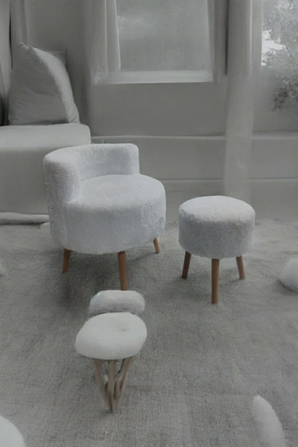 BEYLERBEYİ Çay Seti Tekli Koltuk Berjer Ve Puf Takımı (salon, Balkon, Ofis) 2 Li Takım - 3