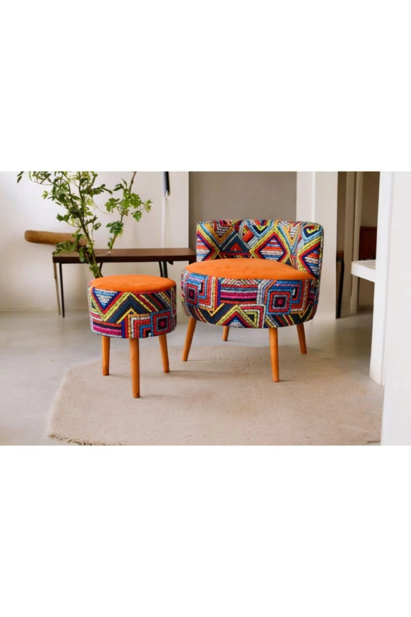 BEYLERBEYİ Çay Seti Tekli Koltuk Berjer Ve Puf Takımı (salon, Balkon, Ofis) 2 Li Takım - 3