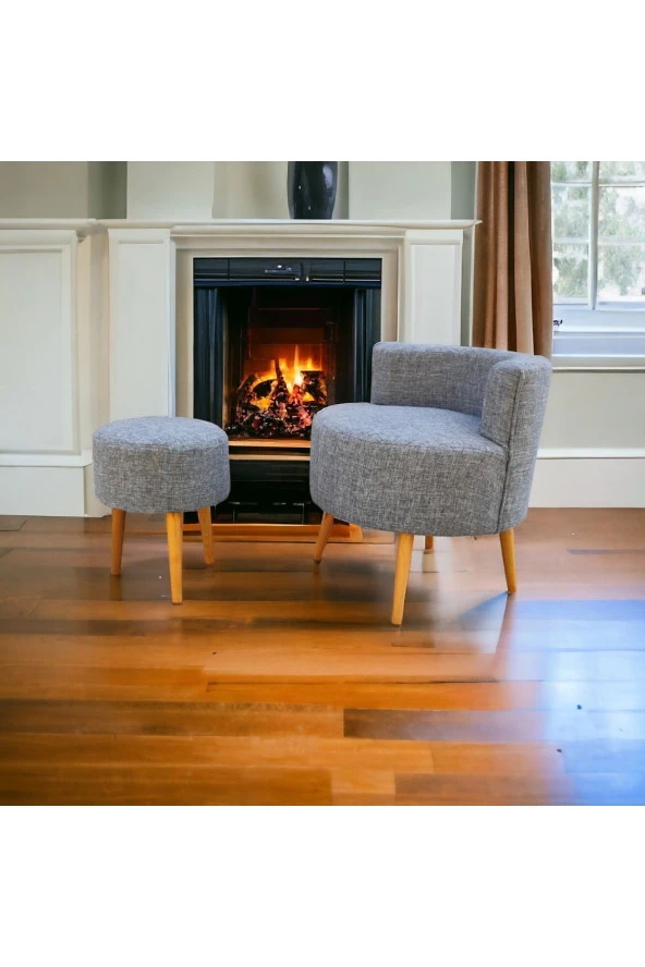 BEYLERBEYİ Çay Seti Tekli Koltuk Berjer Ve Puf Takımı (salon, Balkon, Ofis) 2 Li Takım - 3