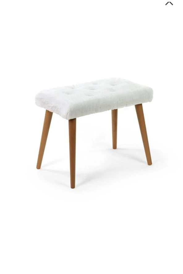 BEYLERBEYİ Gürgen Retro Ahşap Ayaklı Handmade Pofidik Puf Bench Koltuk - Resim 2