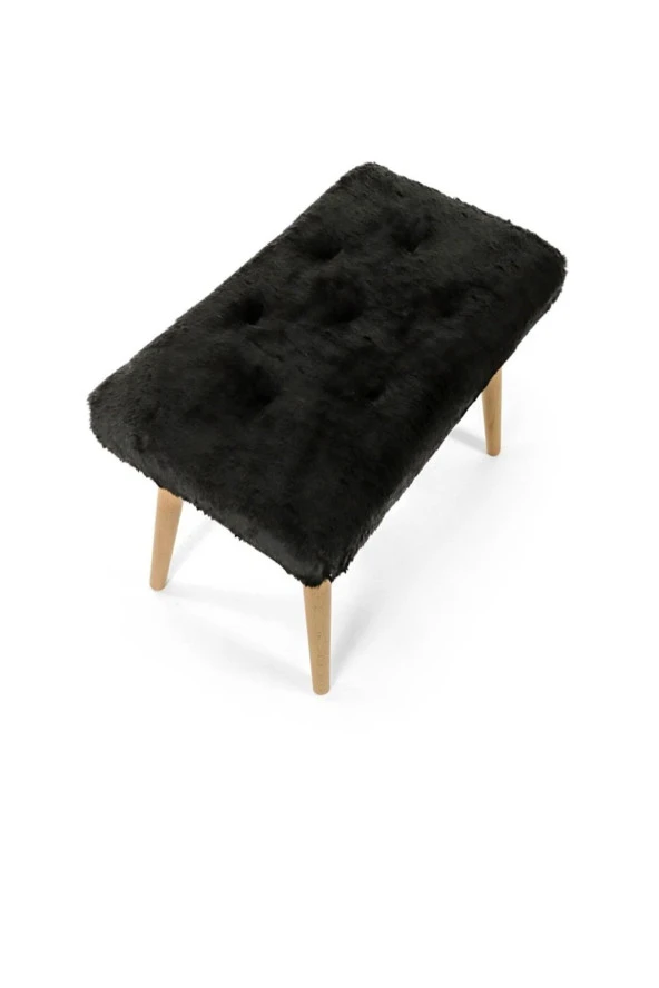 BEYLERBEYİ Gürgen Retro Ahşap Ayaklı Handmade Pofidik Puf Bench Koltuk - Resim 3