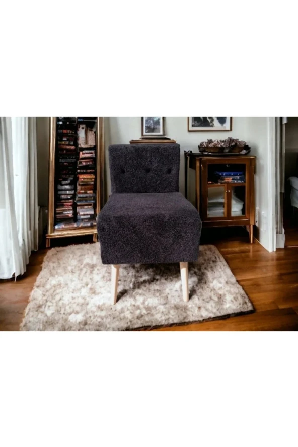 BEYLERBEYİ Rahat Oturum Alanlı Retro Gürgen Ahşap Ayaklı Beyaz welsoft Kumaş Puf Bench sandalye tabure - Resim 2