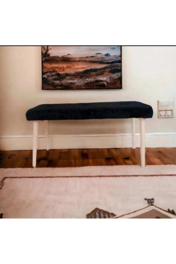 BEYLERBEYİ Ahşap Ayaklı Handmade Geniş Oturum Alanlı siyah welsoft Kumaş Pofidik Puf bench ,ayak ucu uzatmalık ürün görseli