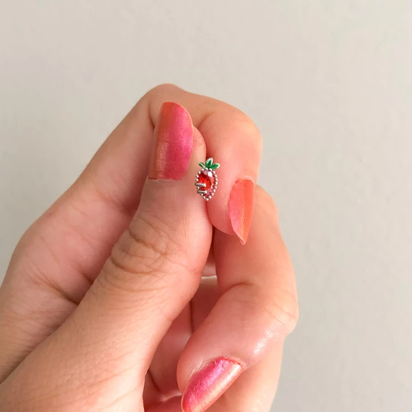 316L Çelik Zirkon Taşlı Havuç Şekilli Piercing PRC-174 - 2