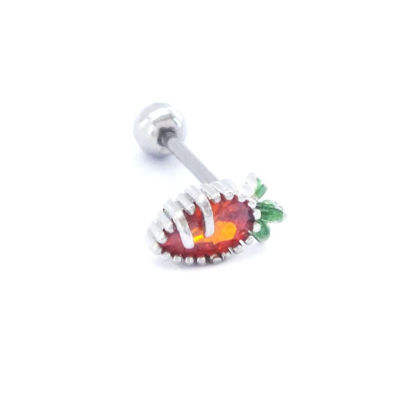 316L Çelik Zirkon Taşlı Havuç Şekilli Piercing PRC-174 - 4