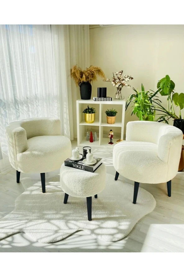 BEYLERBEYİ Çay Seti Ikili Koltuk Berjer Ve Puf Takımı (salon, Balkon, Ofis) 3 Lü Takım - 2