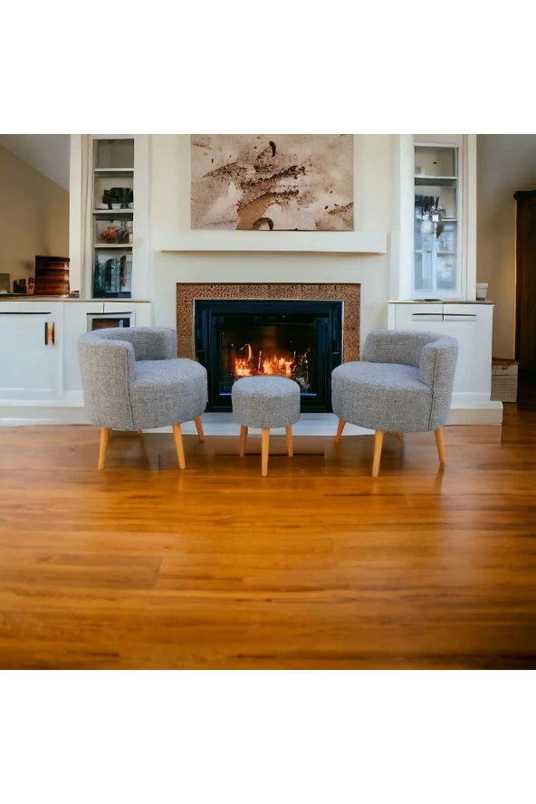 BEYLERBEYİ Çay Seti İkili Koltuk Berjer Ve Puf Takımı (salon, Balkon, Ofis) 3 Lü Takım şark köşesi - 2