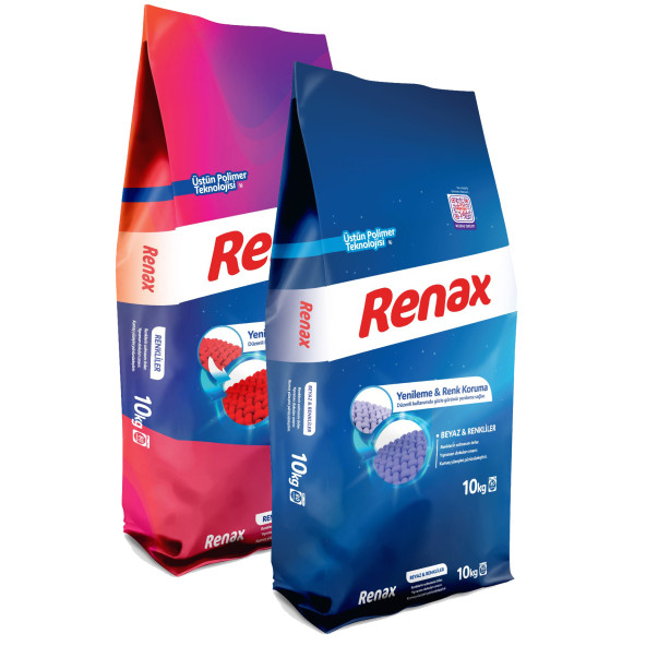 RENAX Toz Çamaşır Deterjanı 10 Kg - 2 Li Paket (Renkliler + Beyazlar)