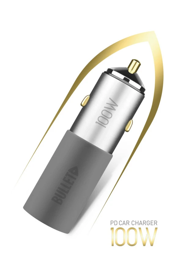 Powerway Bullet 100W Araç Çakmaklık Şarj Cihazı Type-C ve Usb Çıkışlı Profesyonel Turbo Hızlı Şarj - 4