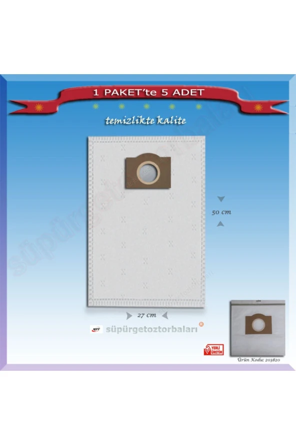 Şipşak Geldi nilco  S 20 Süpürge Toz Torbası (contalı) 5 Adet 203820 - Resim 2