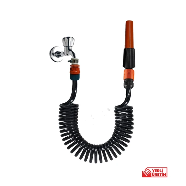Plasyay Spiral Bahçe Çiçek Çim Sulama Veranda Balkon Araç Yıkama Hortumu ve Ayarlı Lans (Nozul) Setler - 3