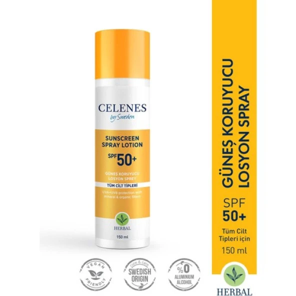 Celenes By Sweden Herbal Güneş Koruyucu Losyon Sprey 50 Spf 150 ml - Tüm Cilt Tipleri