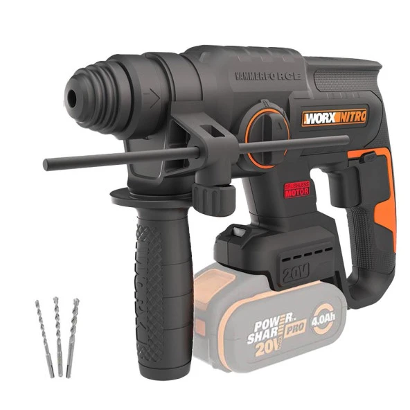 WORX WX381.9 20Volt 2J Profesyonel SDS-Plus Pnömatik Kırıcı/Delici + 3 Parça Delme Ucu (Akü Dahil Değildir)