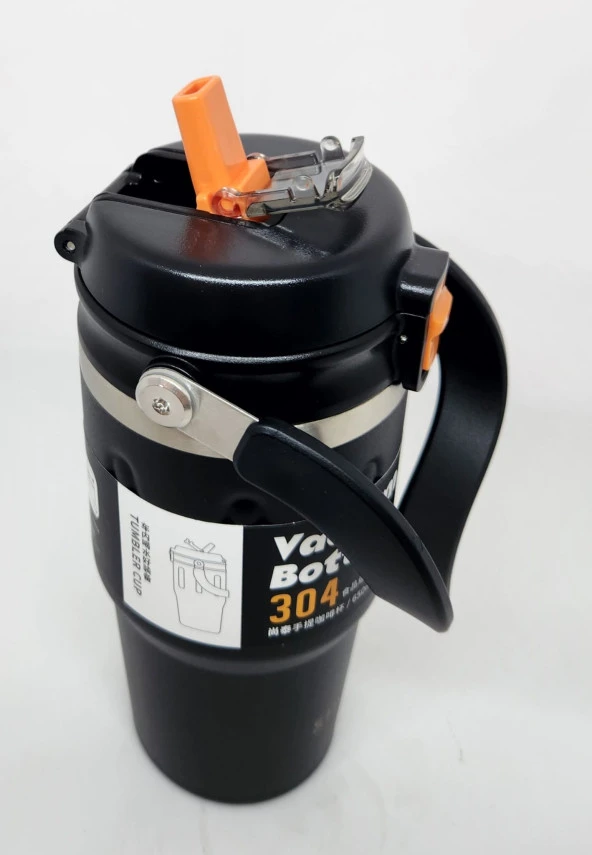 Shotay Journey ST-8166 650ml Çift Kullanımlı Kapak Mug Siyah-Turuncu - 3