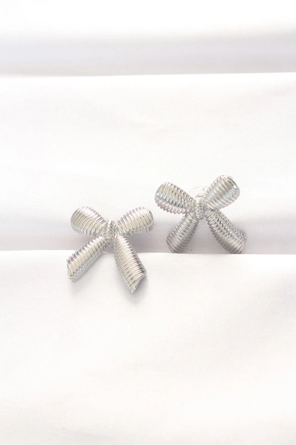 Pirinç Gümüş Renk Fiyonk Küpe - EBJ240521W24175 ürün görseli