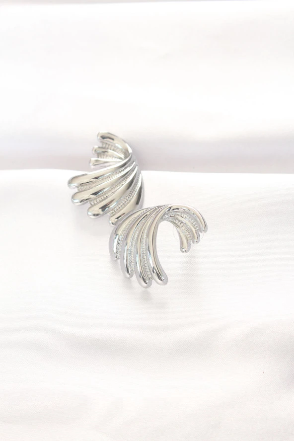 Pirinç Gümüş Renk Küpe - EBJ240521W24177 - Resim 2