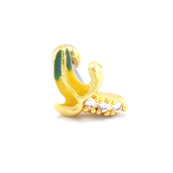 316L Çelik Zirkon Taşlı Muz Piercing PRC-161 ürün görseli