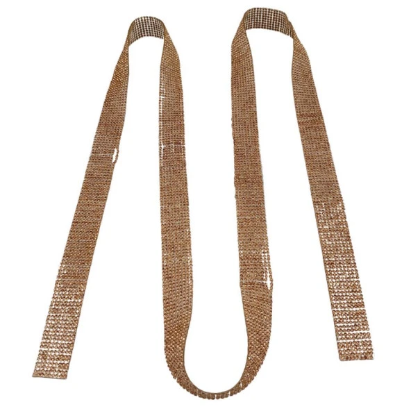 Angel Çanta Aksesuar Taşlı Şerit Süs Gold Renk 1 metre - Resim 2