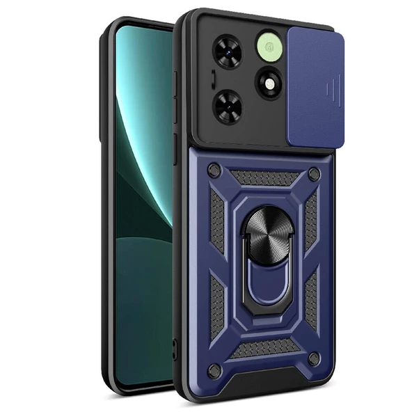 Tecno Spark 20C Kılıf Magnetik Standlı Kamera Korumalı Sürgülü Vega Kılıf - Resim 3