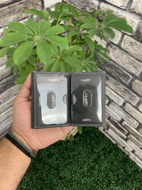 Guard Antrasit Renk Hakiki Deri Mini Kredi Kartlık - Resim 2