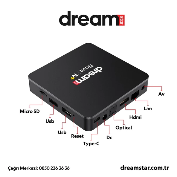 Dreamstar Nova TV+ (12 Ay Premium Üyelik Hediyeli) 4K Lisansli Android TV Box 2GB Ram 32GB Hafıza - 3