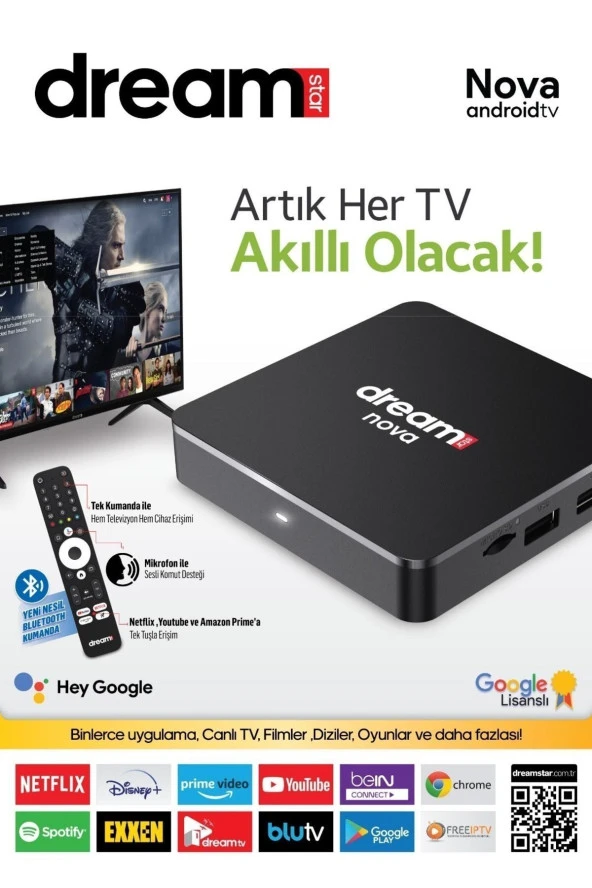 Dreamstar Nova 4K Android 12  TV - Lisanslı Android 32GB Hafıza