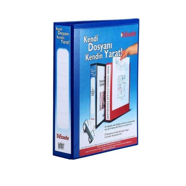 Esselte Plastik Klasör A4 4 Mekanizmalı 30 mm Halkalı Mavi - 2