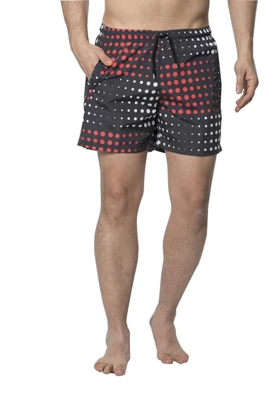 Crozwise Yuvarlak Desenli - Erkek Antrasit Deniz Şortu - 3148-06 - 2