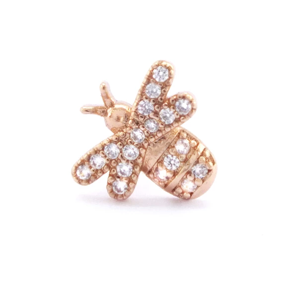 316L Çelik Zirkon Taşlı Rose Arı Şekilli Piercing PRC-163 ürün görseli