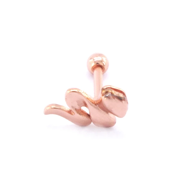 316L Çelik Zirkon Taşlı Rose Yılan Piercing PRC-157 - 4