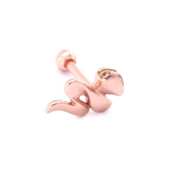316L Çelik Zirkon Taşlı Rose Yılan Piercing PRC-157 - 5