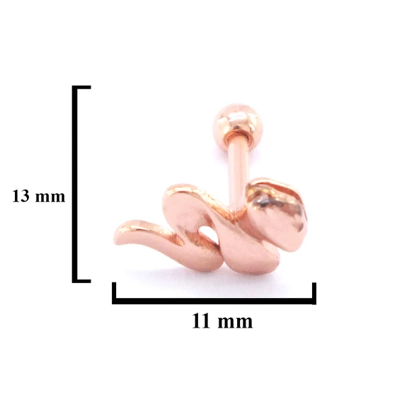 316L Çelik Zirkon Taşlı Rose Yılan Piercing PRC-157 - 3