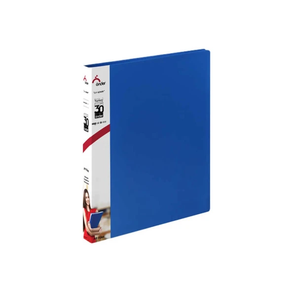 Önder Klasör Plastik İç Cepli Sırt Etik 4 Halkalı Mavi - Resim 2