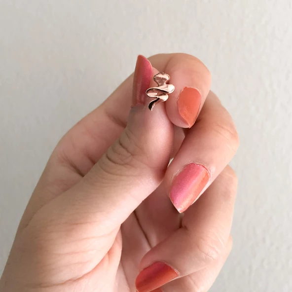 316L Çelik Zirkon Taşlı Rose Yılan Piercing PRC-157 - 2