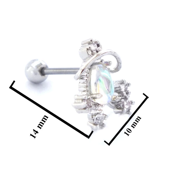 316L Çelik Zirkon Taşlı Yıldızlı Piercing PRC-166 - Resim 3