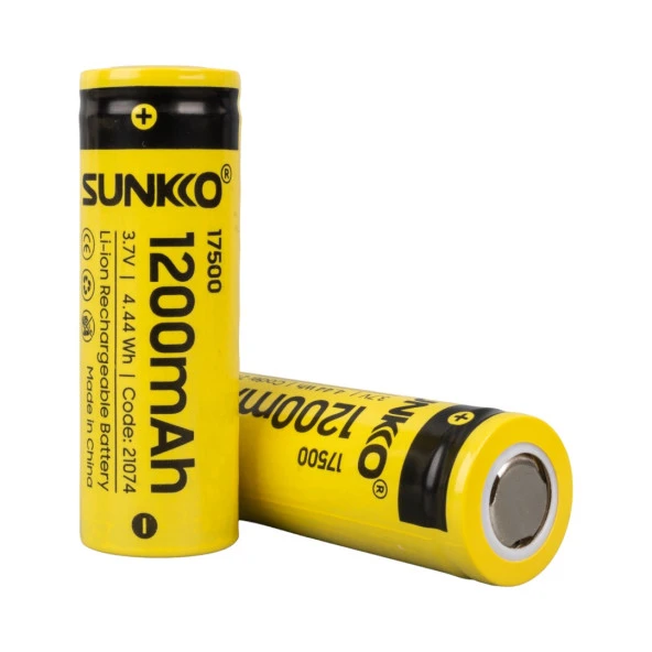 Sunkko 3.7 Volt 1200 Mah 17500 Şarj Edilebilir Pil 2 Adet Lityum İon Şarjlı Pil 17x50mm