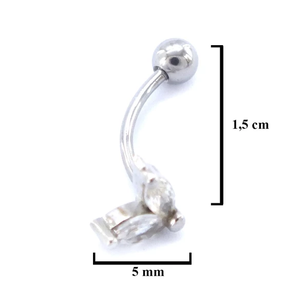 316L Çelik Zirkon Taşlı Kanat Piercing PRC-201 - 3