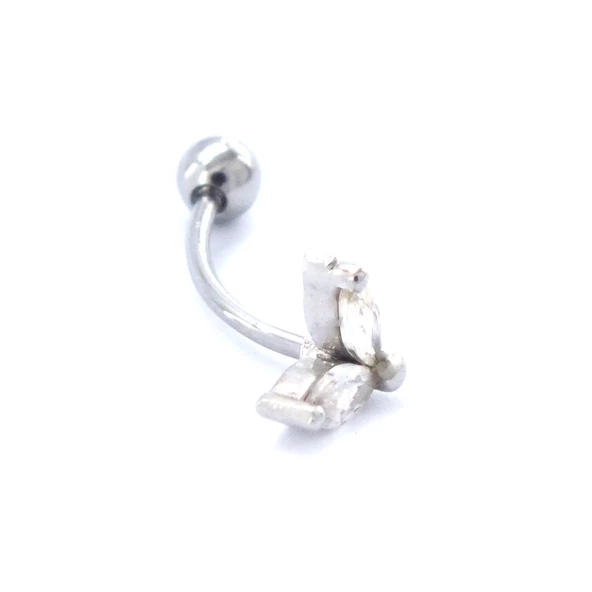 316L Çelik Zirkon Taşlı Kanat Piercing PRC-201 - 4