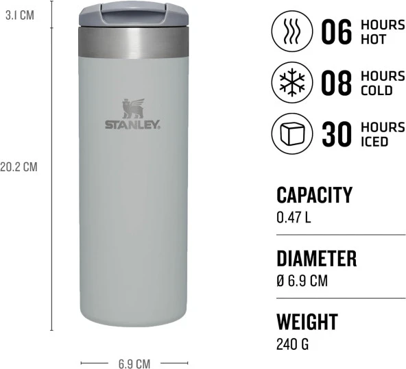 Stanley The AeroLight Transit Termos Bardak 0.47 Lt - (16 OZ) Fog Metallic - 3