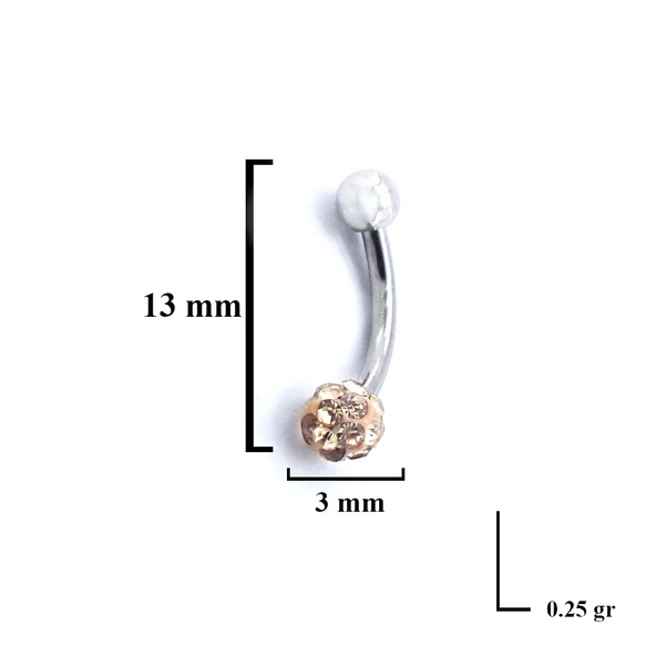 316L Çelik Zirkon Taşlı Top Piercing PRC-205 - 3