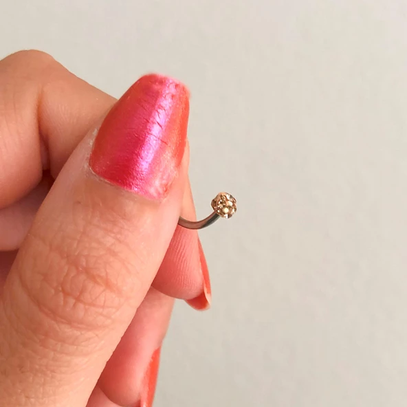 316L Çelik Zirkon Taşlı Top Piercing PRC-205 - 2