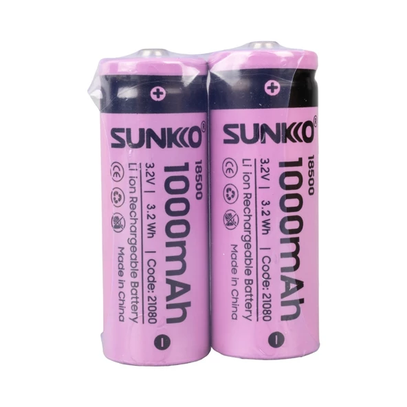 Sunkko Irf 3.2 Volt 1000 Mah 18500 Şarj Edilebilir Pil 2 Adet Lityum İon Şarjlı Pil 18x50mm - 2