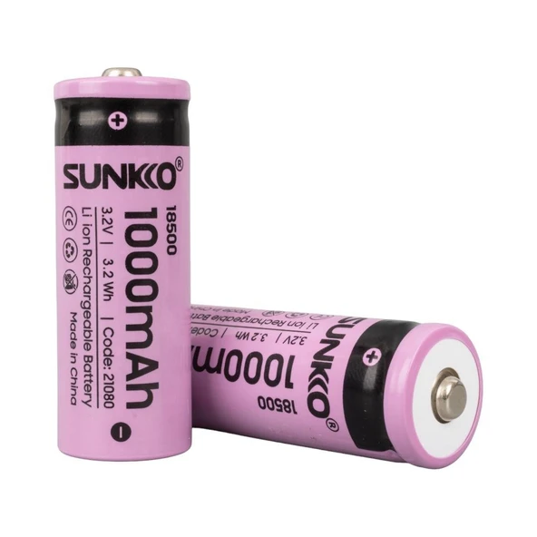 Sunkko Irf 3.2 Volt 1000 Mah 18500 Şarj Edilebilir Pil 2 Adet Lityum İon Şarjlı Pil 18x50mm - 3