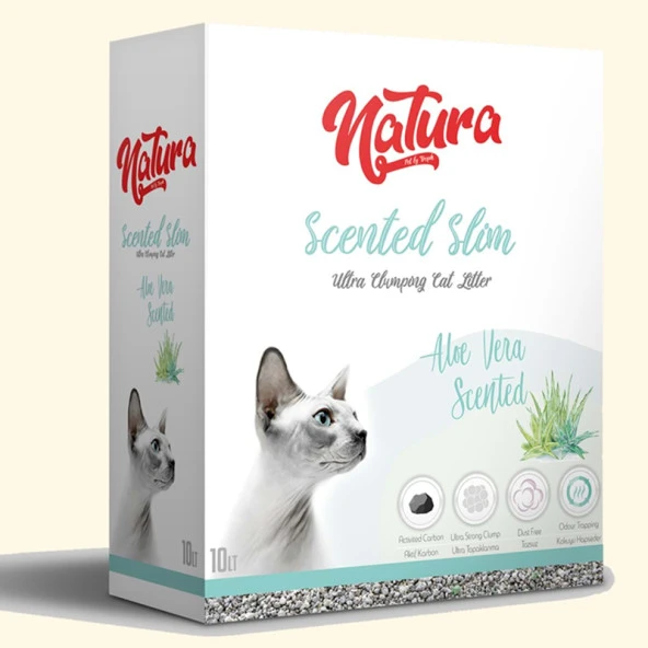 Natura Scented Slim Aloe Veralı Karbonlu Kedi Kumu 10 LT