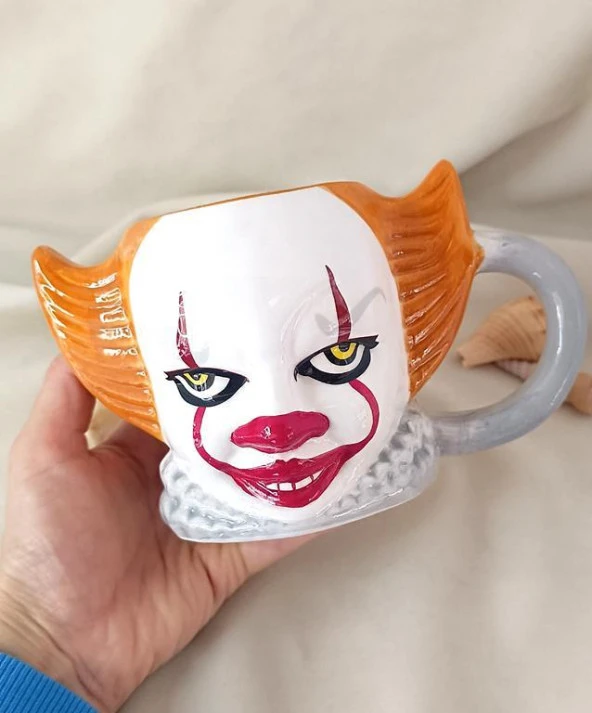 Kupa Kahve Fincanı Pennywise Palyaço 3d Tasarım Bardak 480 ml Su Bardağı - 2