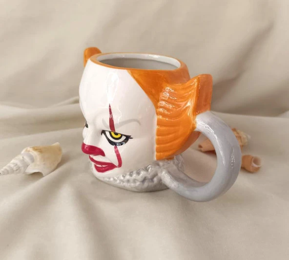 Kupa Kahve Fincanı Pennywise Palyaço 3d Tasarım Bardak 480 ml Su Bardağı - 6