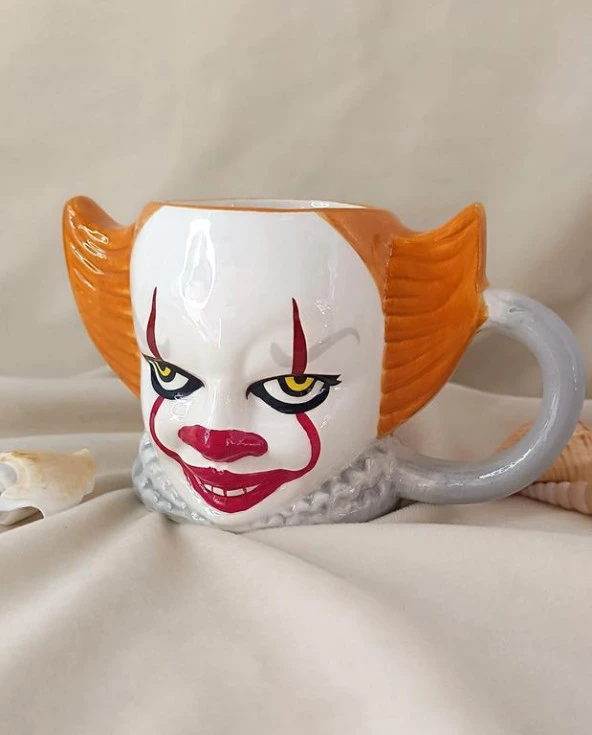 Kupa Kahve Fincanı Pennywise Palyaço 3d Tasarım Bardak 480 ml Su Bardağı - 9