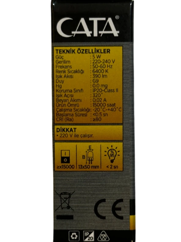 Cata CT-4221 5W 6400K (Beyaz) G9 Duylu Kapsül Led Ampul (4 Adet) - 3
